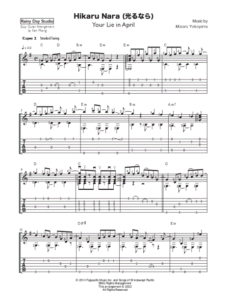 Hikaru Naraapril is Your Lie piano Sheet Musicprintable 