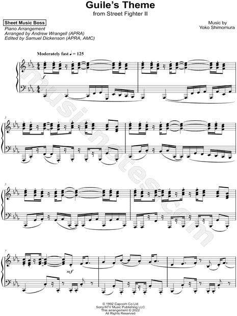 Street Fighter II - Guile's Theme Sheet music for Piano