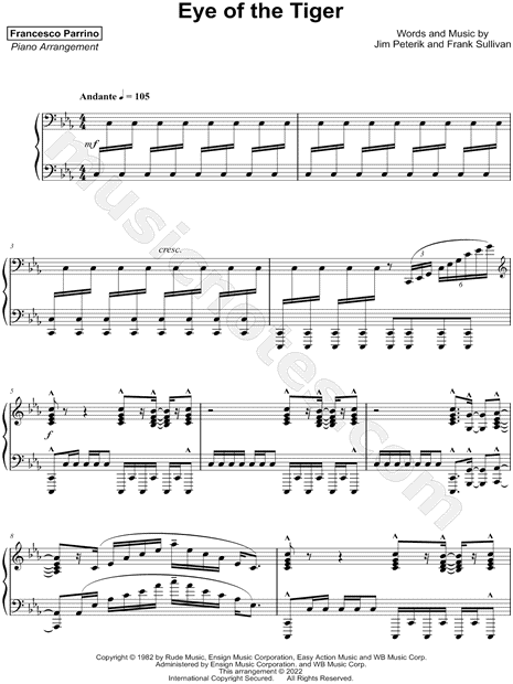 Eye of the Tiger Piano Accompaniment Sheet music for Piano (Solo) Easy