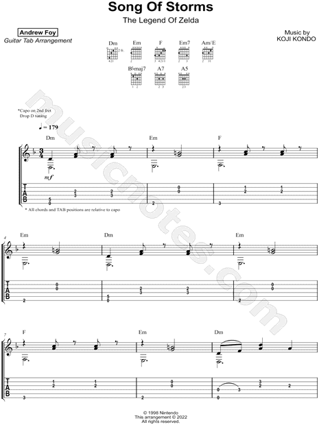 The Legend of Zelda: Ocarina of Time - Song of Storms - for guitar Sheet  music for Guitar (Solo)