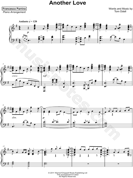 Tom Odell Another Love Sheet Music (Piano Solo) in E Minor - Download &  Print - SKU: MN0122971