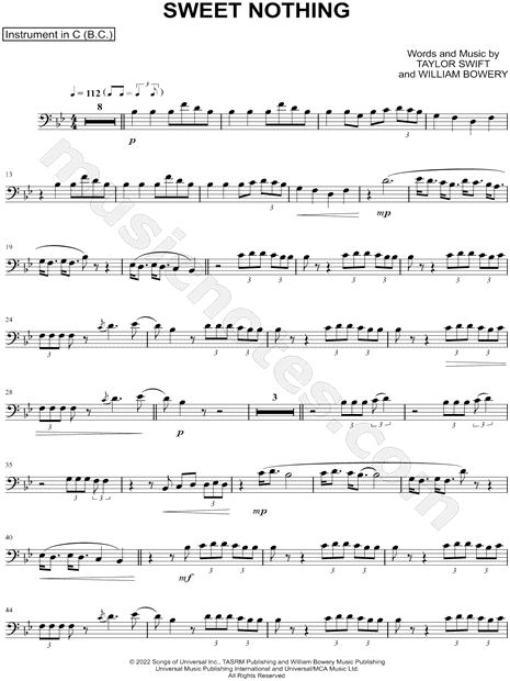 Taylor Swift Glitch - Bass Clef Instrument Sheet Music (Cello