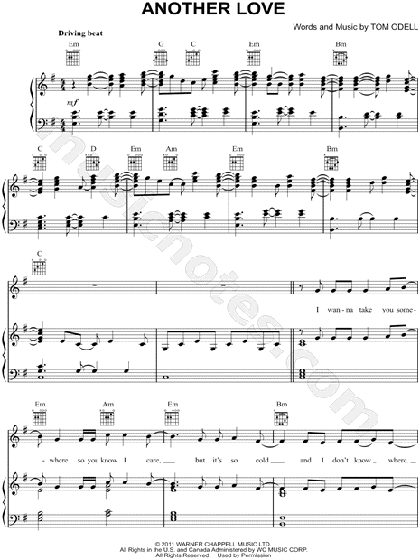 Tom Odell Another Love Sheet Music (Leadsheet) in E Minor (transposable)  - Download & Print - SKU: MN0135882