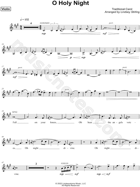 Lindsey Stirling O Holy Night Sheet Music (Piano Solo) in F# Minor -  Download & Print - SKU: MN0264040