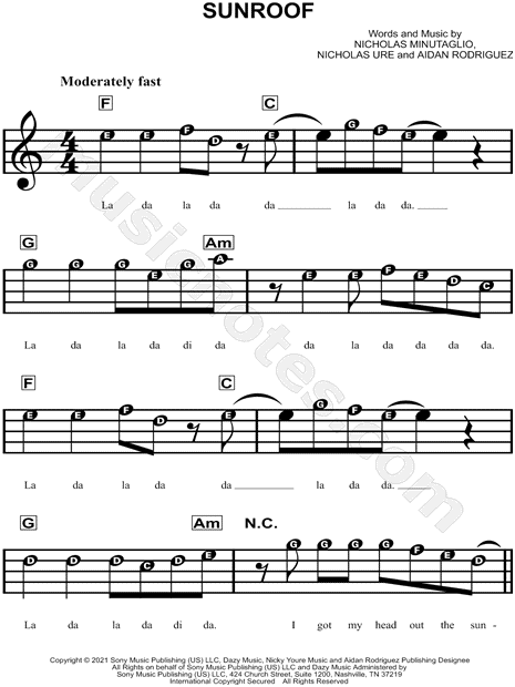 Sunroof – Nicky Youre Sunroof - Alto Sax Sheet music for Saxophone alto  (Solo)