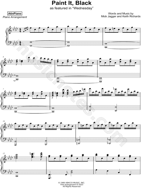 PAINT IT BLACK Piano Sheet music