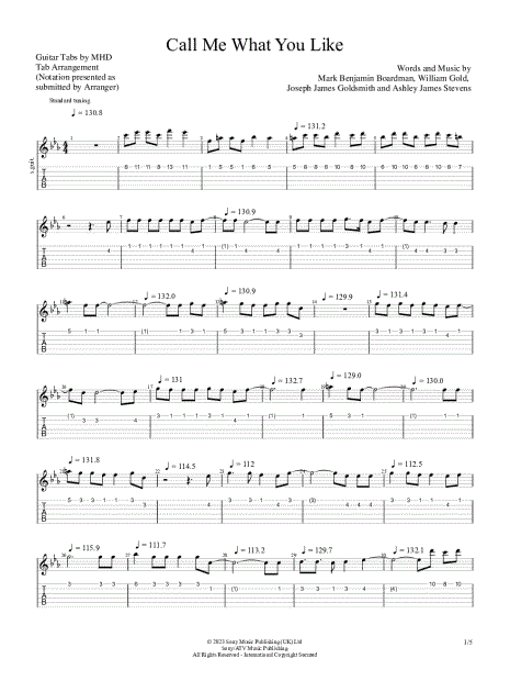 Guitar Tab Tutorials Can I Call You Tonight? Guitar Tab in B Major -  Download & Print - SKU: MN0229778