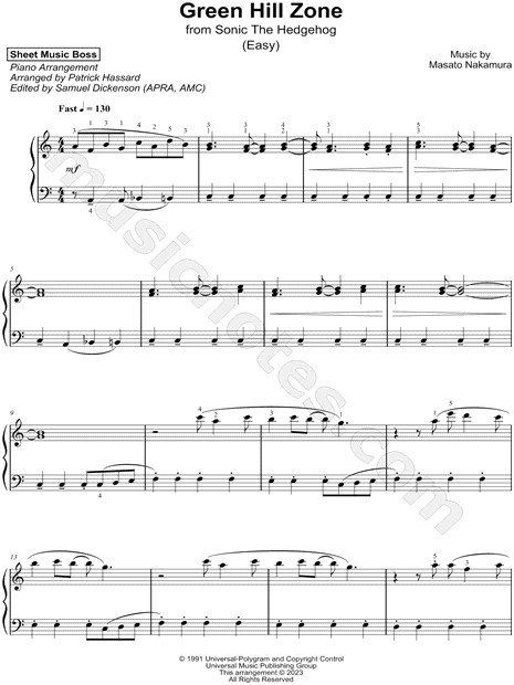 Green Hill Zone - Sonic the Hedgehog Sheet music for Piano (Solo) Easy