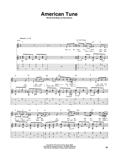 Paul Simon American Tune Guitar Lesson with Tabs - Part 1 