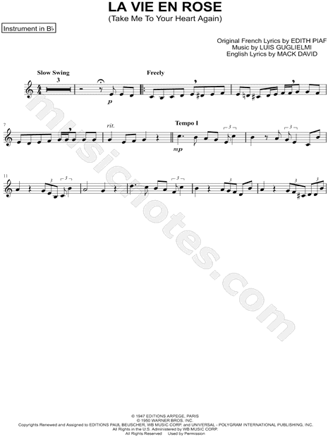 La Vie en rose - Bb Instrument