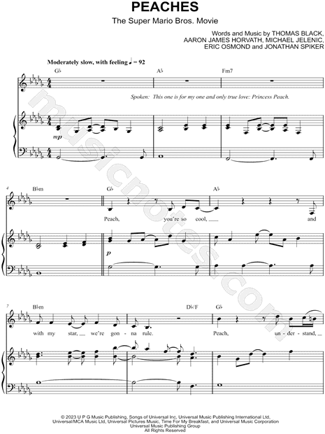 Peaches from 'The Super Mario Bros. Movie' Sheet Music in Bb