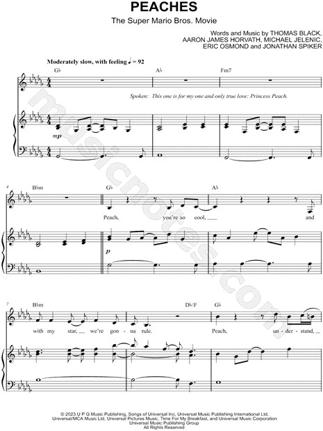 Peaches  The Super Mario Bros. Movie Sheet music for Piano