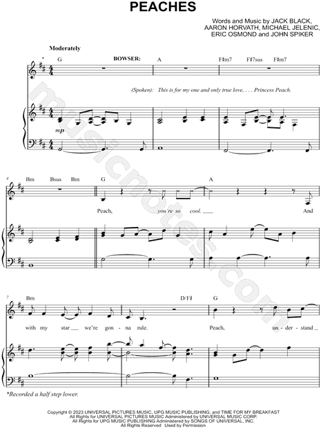 Peaches from 'The Super Mario Bros. Movie' Sheet Music in B Minor  (transposable) - Download & Print - SKU: MN0273268