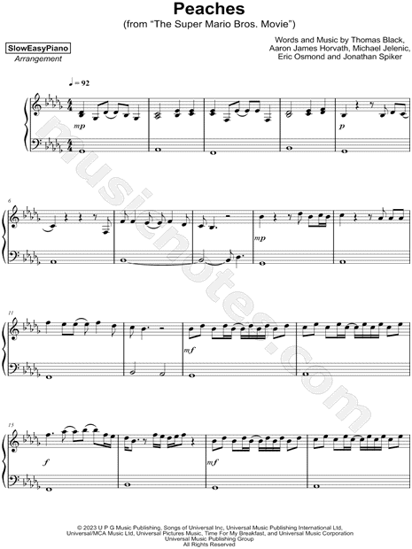 Jack Black — Peaches (Piano Sheet Music) 