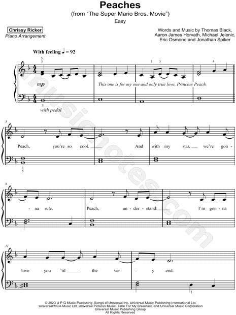 PEACHES (C) (THE SUPER MARIO BROS. MOVIE) Sheet music for Piano, Flute  (Solo)