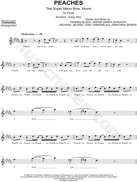 Peaches - The Super Mario Bros. Movie, Flute Solo Sheet music for Flute  (Solo)