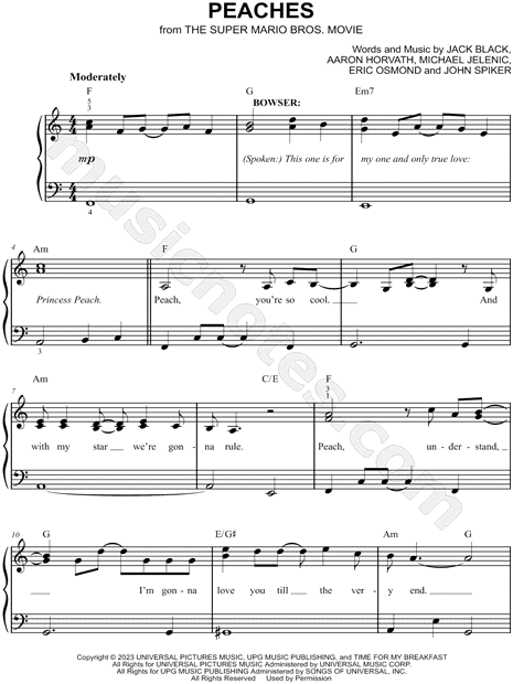 Peaches  The Super Mario Bros. Movie Sheet music for Piano