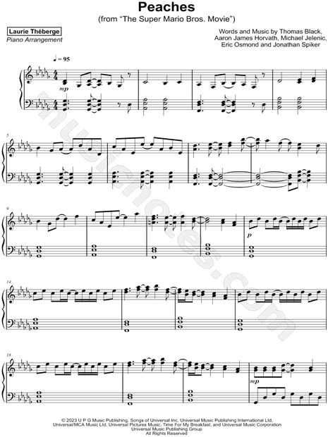 Peaches-The Super Mario Bros Movie OST- Free Piano Sheet Music