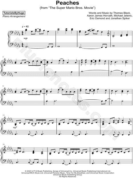 Jack Black — Peaches (Piano Sheet Music) in 2023