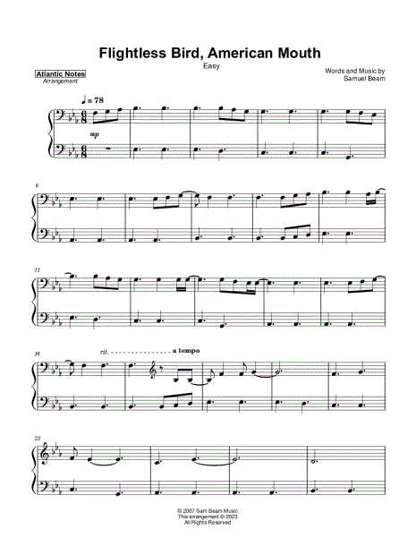 Flightless Bird, American Mouth sheet music for guitar (chords)