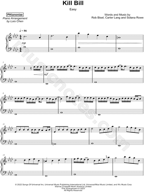 PHianonize "Kill Bill" Sheet Music (Piano Solo) in Ab Major - Download