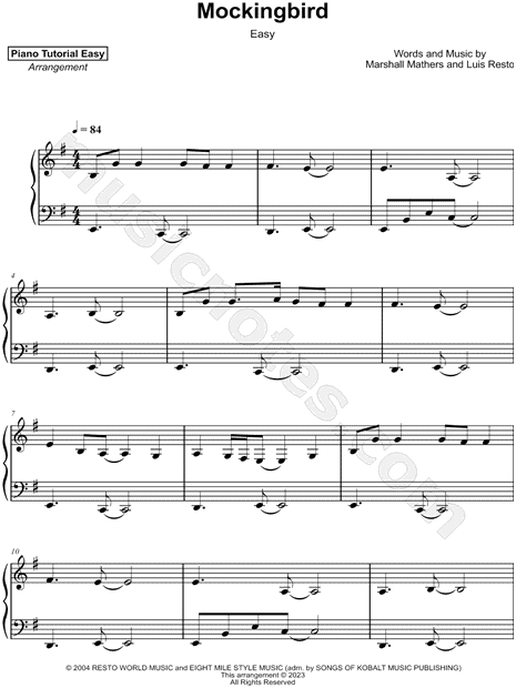 Mockingbird – Eminem (easy) Sheet music for Piano (Solo