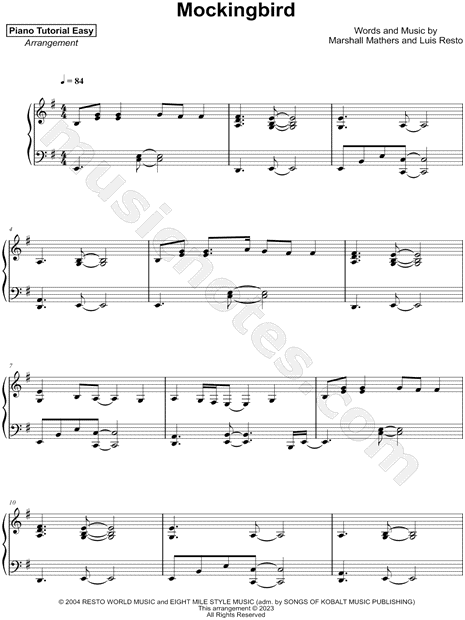 Mockingbird – Eminem (easy) Sheet music for Piano (Solo