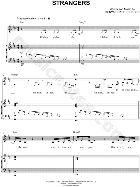 Kenya Grace Strangers Sheet Music in B Minor - Download & Print - SKU:  MN0282839