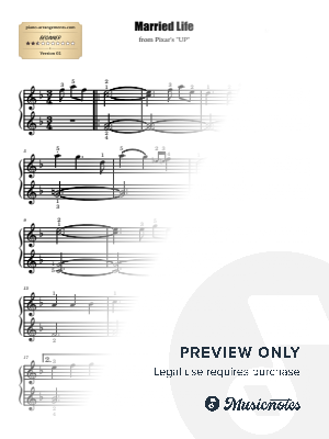 Married Life - Piano Cover for Beginner (2.5/5) - version 02