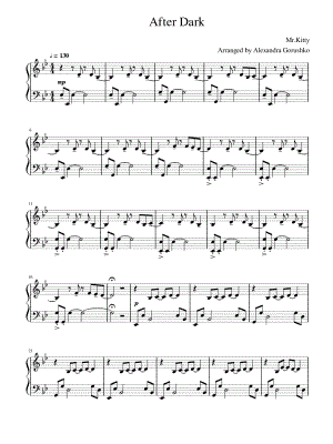 After Dark – Mr Kitty Sheet music for Piano (Solo)