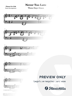 Never Too Late by Piano Go Life  - Sheet Music