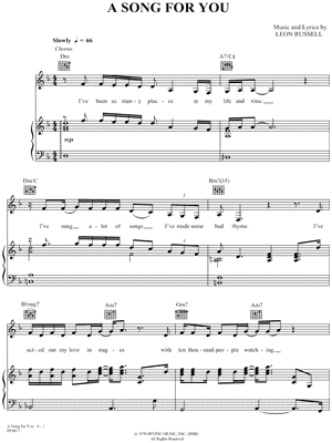 The Carpenters A Song For You Sheet Music In D Minor