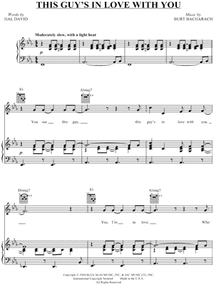 Burt Bacharach This Guy S In Love With You Sheet Music In Eb Major Transposable Download Print Sku Mn