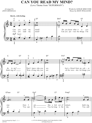 Can You Read My Mind Superman Song Lyrics John Brimhall Can You Read My Mind Sheet Music Easy Piano In C Major Transposable Download Print Sku Mn0017595