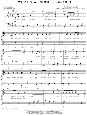 Louis Armstrong What A Wonderful World Sheet Music In F Major Transposable Download Print Sku Mn