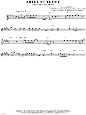 Christopher Cross - Arthur's Theme (Best That You Can Do) - Sheet Music (Digital Download)