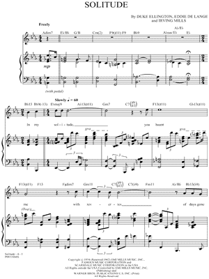 Vista tetraedro suizo Duke Ellington "Solitude" Sheet Music in Eb Major - Download & Print - SKU: MN0026540 Vista tetraedro suizo Duke Ellington "Solitude" Sheet Music in Eb Major - Download & Print - SKU: MN0026540