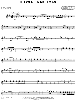 If I Were A Rich Man Trumpet From Fiddler On The Roof Sheet Music Trumpet Solo In G Major Download Print Sku Mn0027188