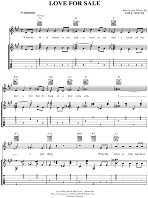 Cole Porter Love For Sale Guitar Tab In A Major Download Print Sku Mn
