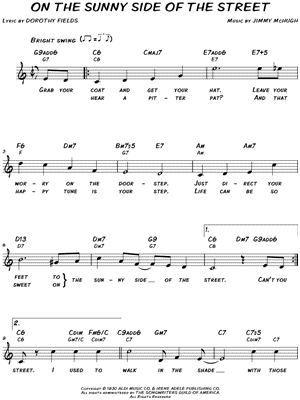 Jimmy Mchugh On The Sunny Side Of The Street Sheet Music Leadsheet In C Major Transposable Download Print Sku Mn