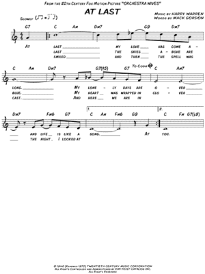 At Last Etta James Chord Chart