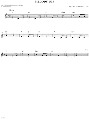 Download Anton Rubinstein 'Melody' Sheet Music, Chords & Lyrics