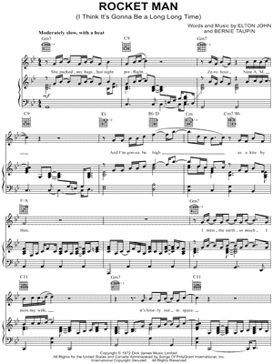 Elton John Rocket Man Sheet Music In Bb Major Transposable Download Print Sku Mn0038728