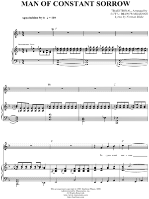 Man Of Constant Sorrow Sheet Music 4 Arrangements Available Instantly Musicnotes