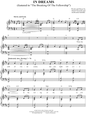 In Dreams From The Fellowship of the Ring - Download Sheet Music PDF