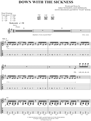 Disturbed - Down With the Sickness - Sheet Music (Digital Download)