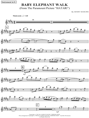 Sir James Galway Baby Elephant Walk Sheet Music Alto Or Baritone Saxophone In B Major Download Print Sku Mn