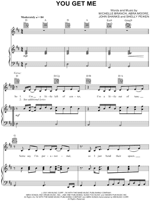 Everywhere by Michelle Branch - Piano, Vocal, Guitar - Digital Sheet Music