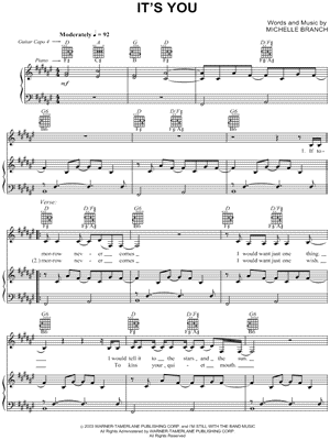 Everywhere by Michelle Branch - Piano, Vocal, Guitar - Digital Sheet Music