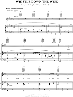 Download Digital Sheet Music of Whistle Down the Wind for Piano 